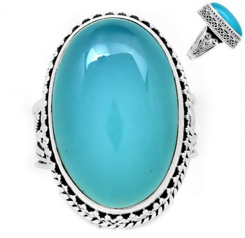 Zilveren ring met ovale cabochon geslepen Labradoriet 18 mm